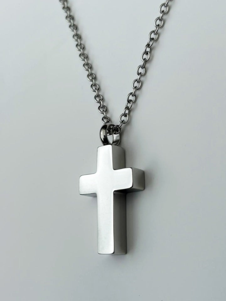 Stainless Steel Cross Memorial Urn Pendant – A Timeless Symbol of Faith and Remembrance