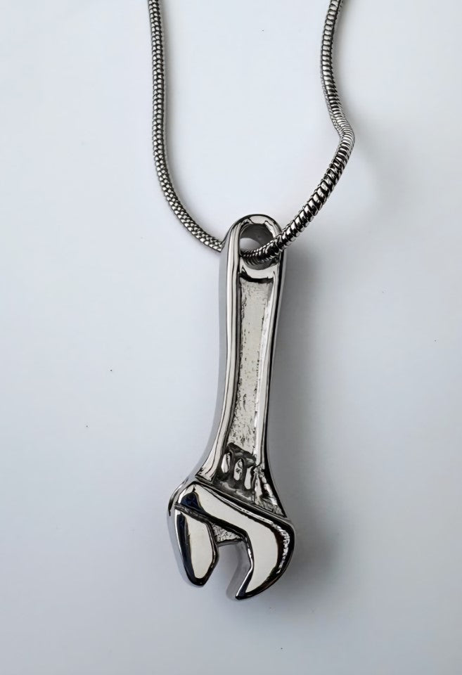 Stainless Steel Wrench Memorial Urn Pendant with chain