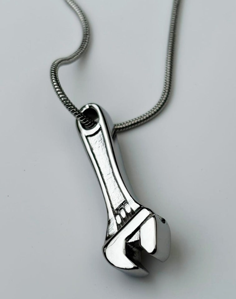 Stainless Steel Wrench Memorial Urn Pendant with chain