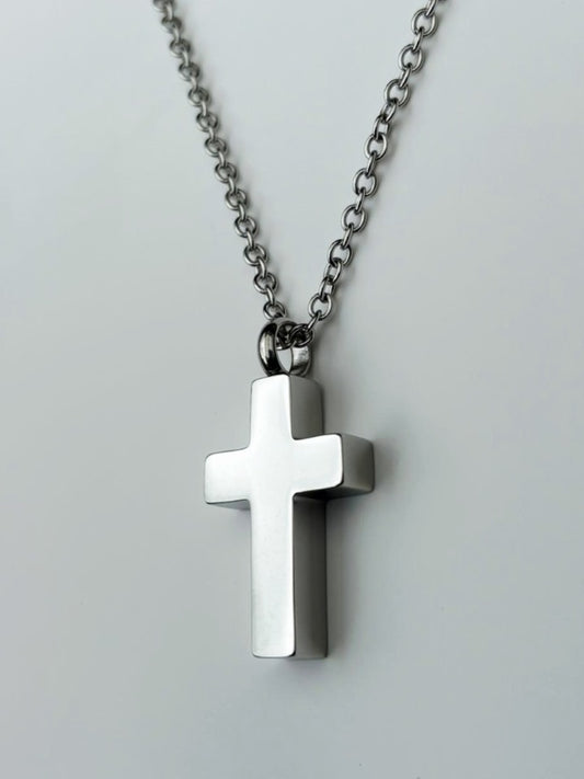 Stainless Steel Cross Memorial Urn Pendant – A Timeless Symbol of Faith and Remembrance